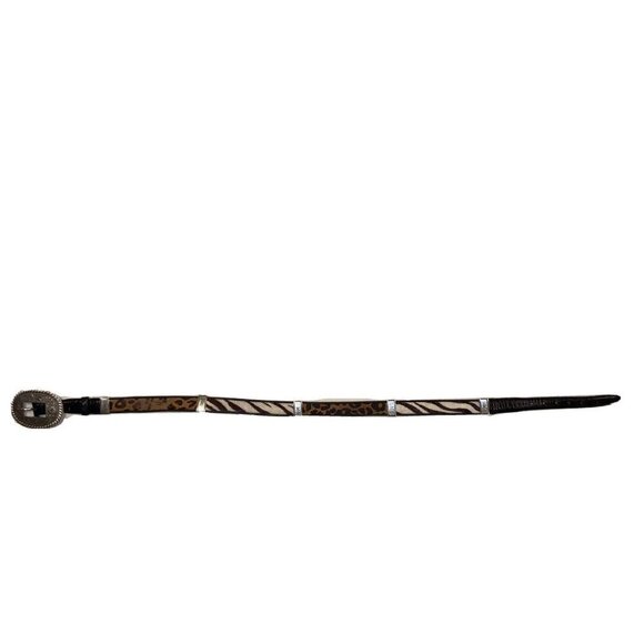 Brighton Vintage Calf Hair Zebra Cheetah Croc Embossed Belt Size 32 Large Q3903 - Picture 1 of 10